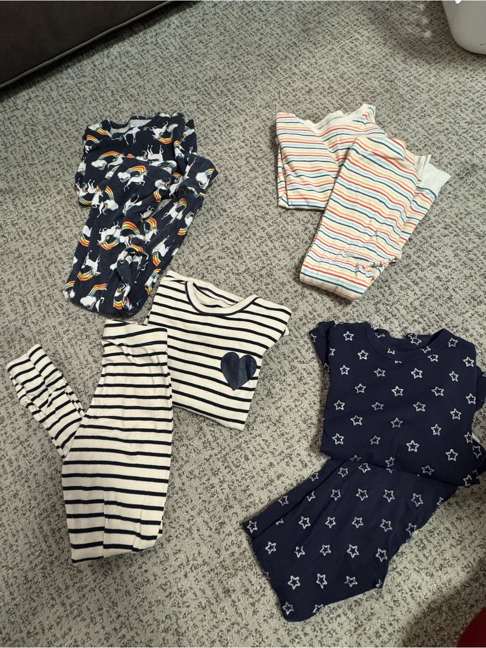 GAP Kids Pajama Set Bundle - Navy, White, Multicolor Stripes